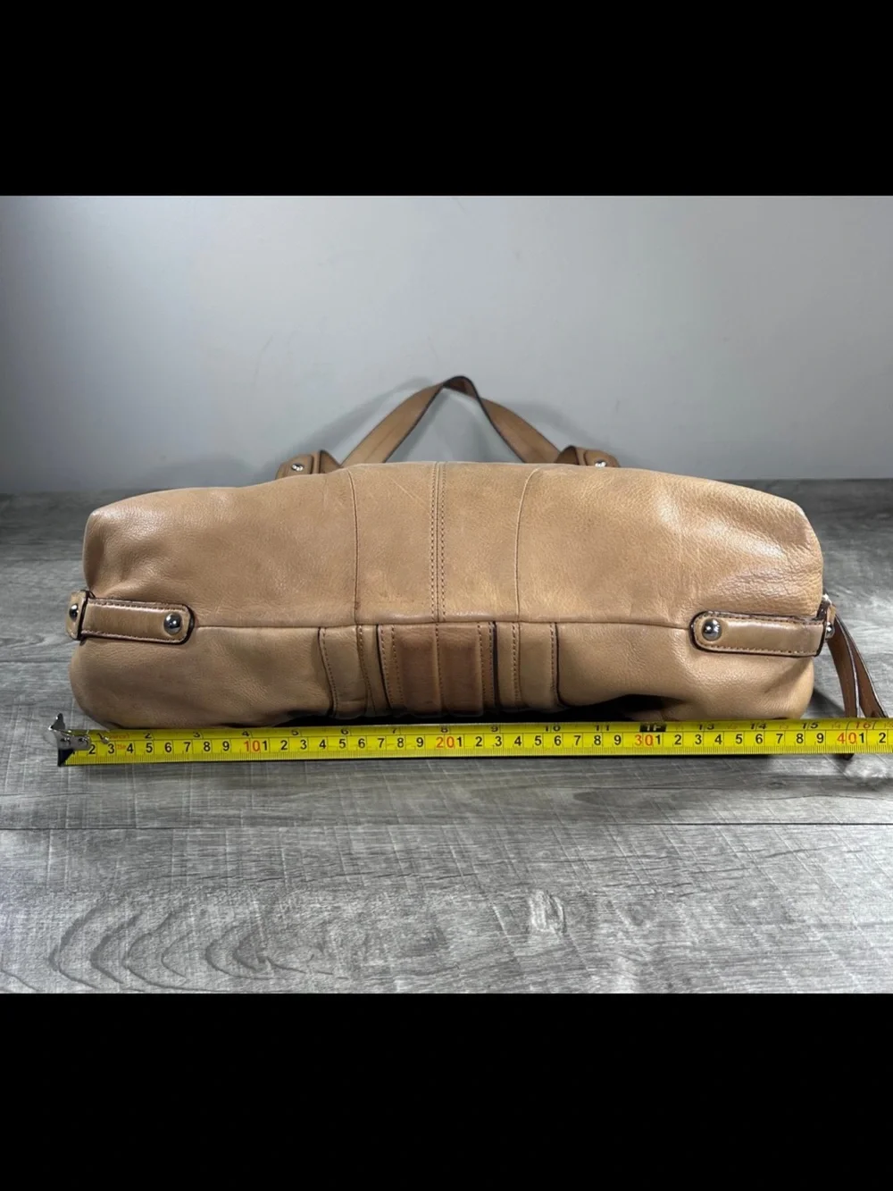 B. Makowsky Tan Glove Leather Double Handles Hobo Shoulder Satchel Bag Purse